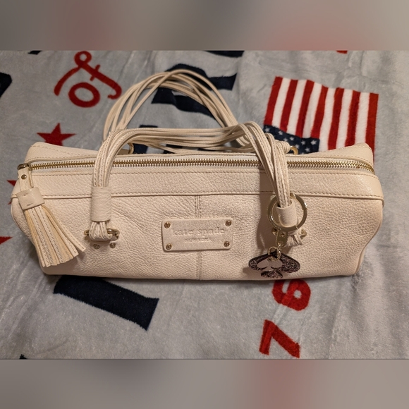 Kate Spade® NY Barrel Bag Added Tinsel & Silver Spade Charms With Key Ring - Picture 8 of 16